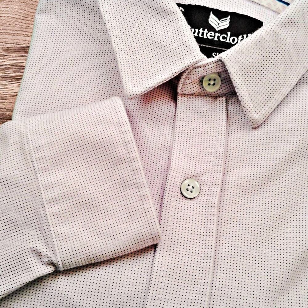 Buttercloth Slim Fit Men's L Purple Micro Dot Long Sleeve Button Down Shirt